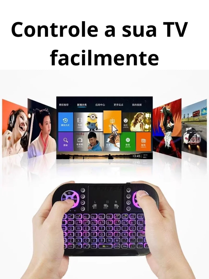 Mini Teclado Keyboard Sem Fio Wireless Iluminado Luz Led RGB serve para SMART TV, TVBOX ENVIO RAPIDO PARA TODO BRASIL