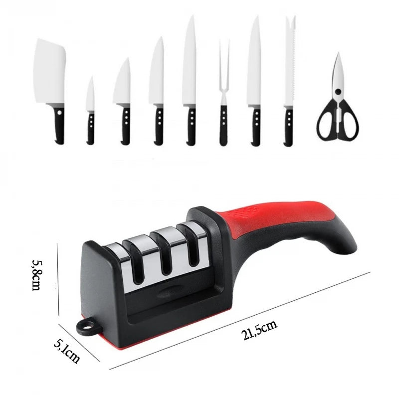 3 Stages Ceramic Knife Sharpster With Rubber Base