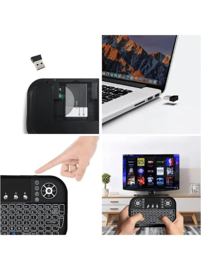 Mini Teclado Keyboard Sem Fio Wireless Iluminado Luz Led RGB serve para SMART TV, TVBOX ENVIO RAPIDO PARA TODO BRASIL