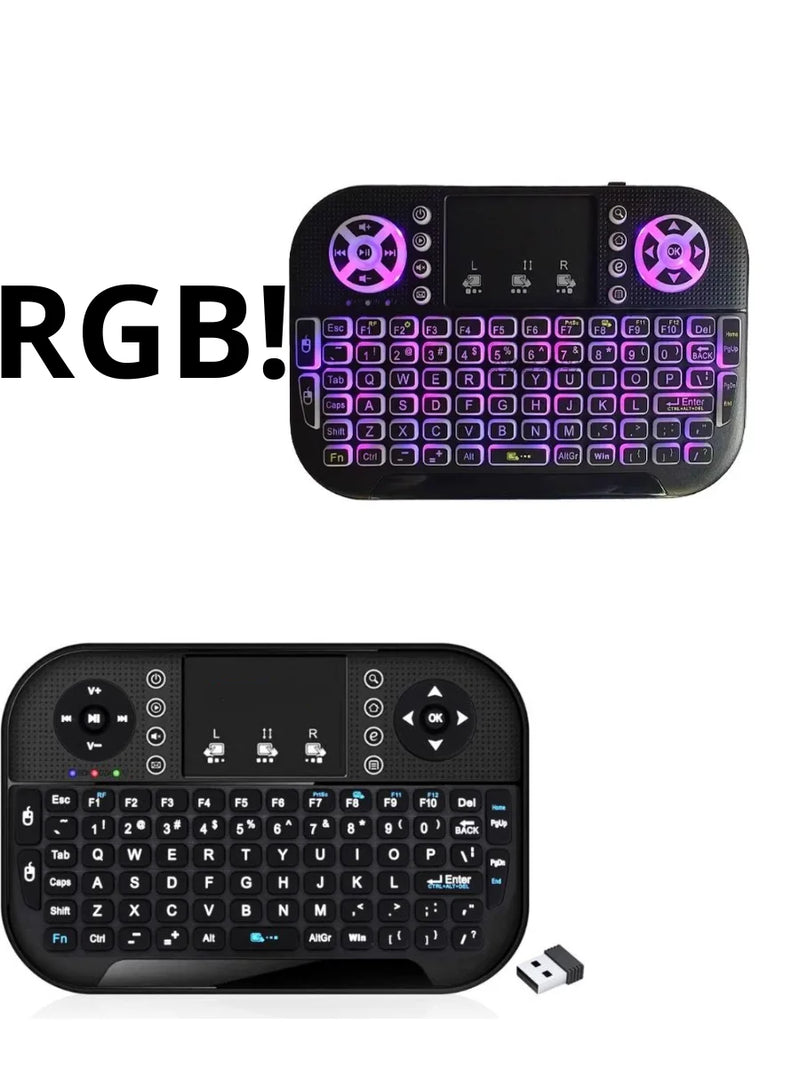 Mini Teclado Keyboard Sem Fio Wireless Iluminado Luz Led RGB serve para SMART TV, TVBOX ENVIO RAPIDO PARA TODO BRASIL