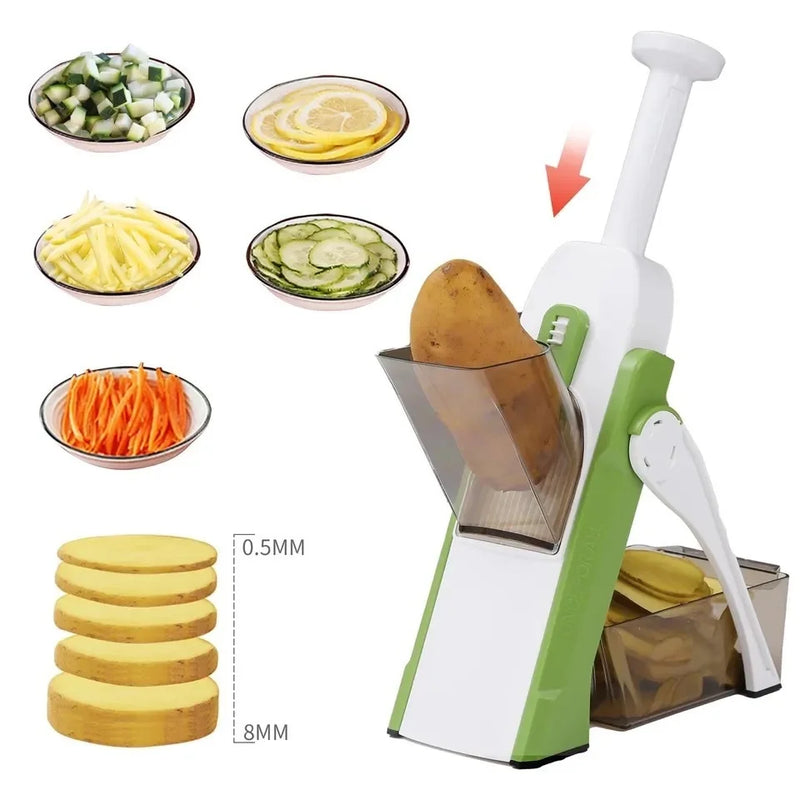 Multifunctional Sly Cutter with 5 Functions: Ideal for Cutting Potatoes, Vegetables and Vegetables with High Quality and Efficiency