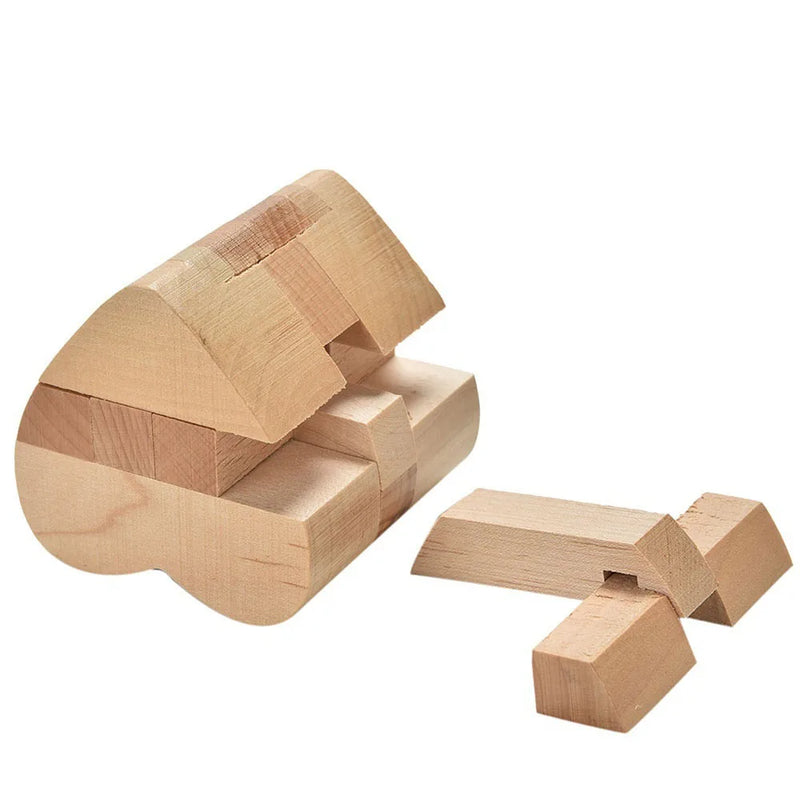 Educational Intelligence Game Luban Lock Valentine's Day Gift 3D Wooden Heart Shape Cube IQ Puzzle Brain Teaser Russia Ming Lock